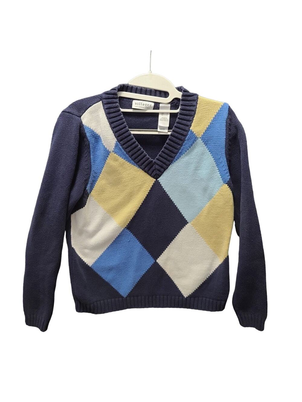 Villager By Liz Claiborne Womens Sweater Multi-Color Size Large 100% Cotton